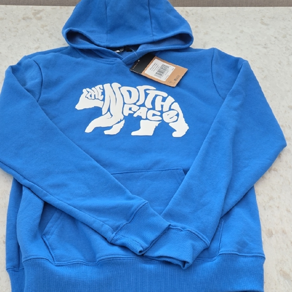 NWT Kids Size XL The North Face Bright Blue Hoodie With White Logo